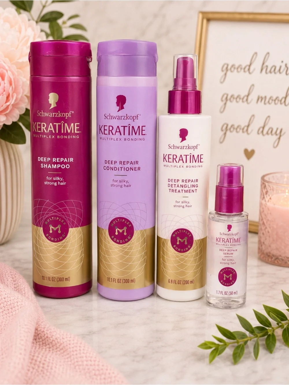 NEW! Schwarzkopf KERATIME Hair Repair Bundle Shampoo Conditioner Treatment Oil